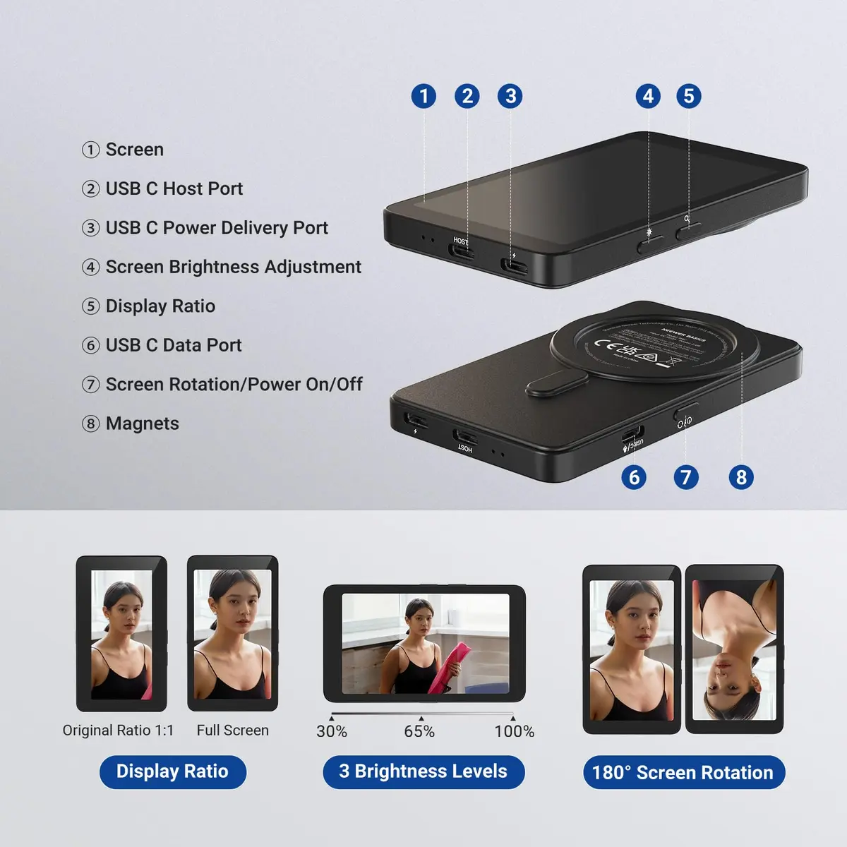 NEEWER M4C 4" Magnetic Selfie Monitor Screen | 4K 120fps Wired Recording for DP Phones - view 7