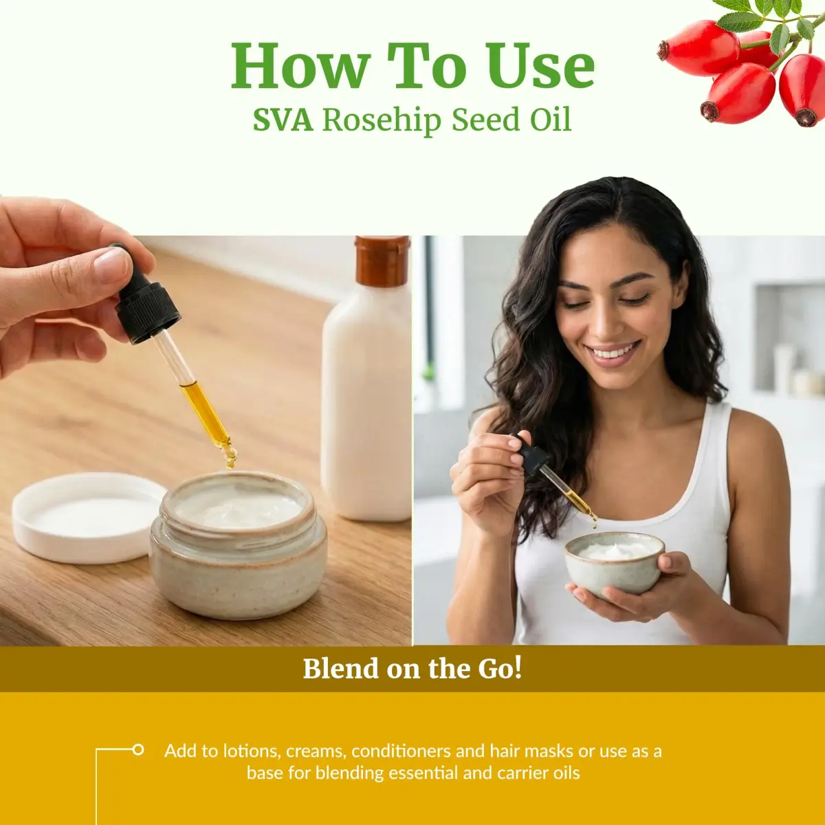 SVA Organics Rosehip Seed Oil 118 ml (4 Fl Oz) | Cold-Pressed Carrier Oil for Skin & Hair - view 6