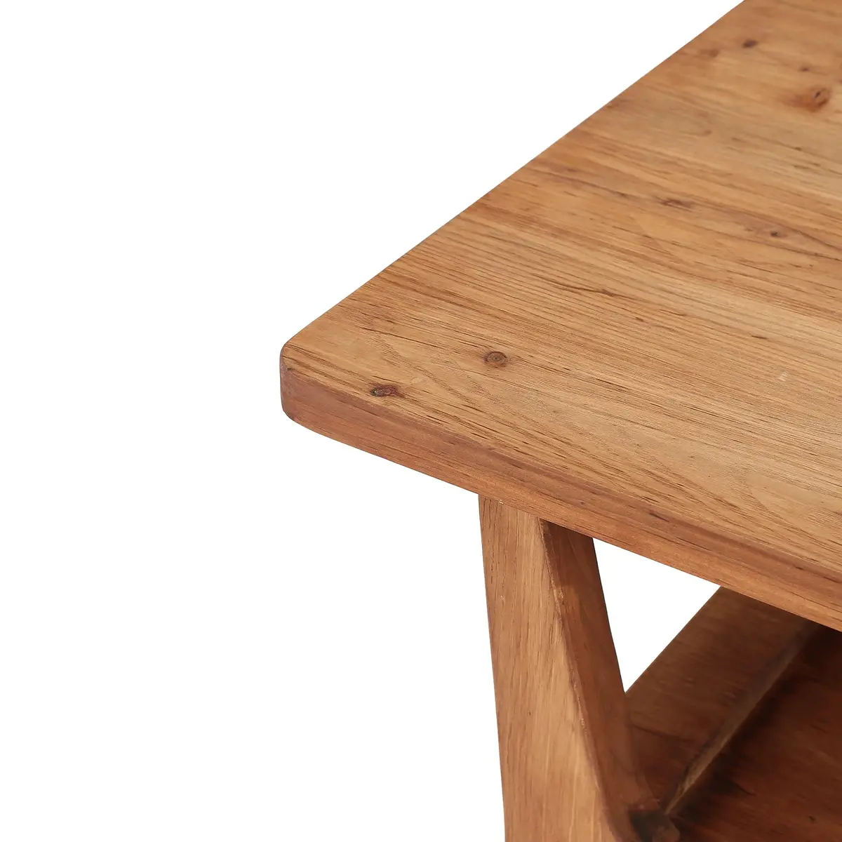 LITTLE TREE Solid Wood Coffee Table 47.2" x 23.6" | Rustic Orange-Brown Finish, 2-Tier - view 6