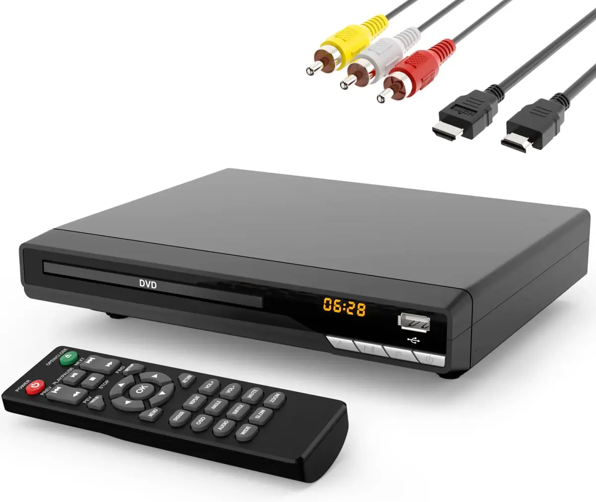 WSJSYH All-Region DVD Player with HDMI & USB | 1080P Upscaling, Region Free, Multi-Format Playback (1 Unit) - main product image