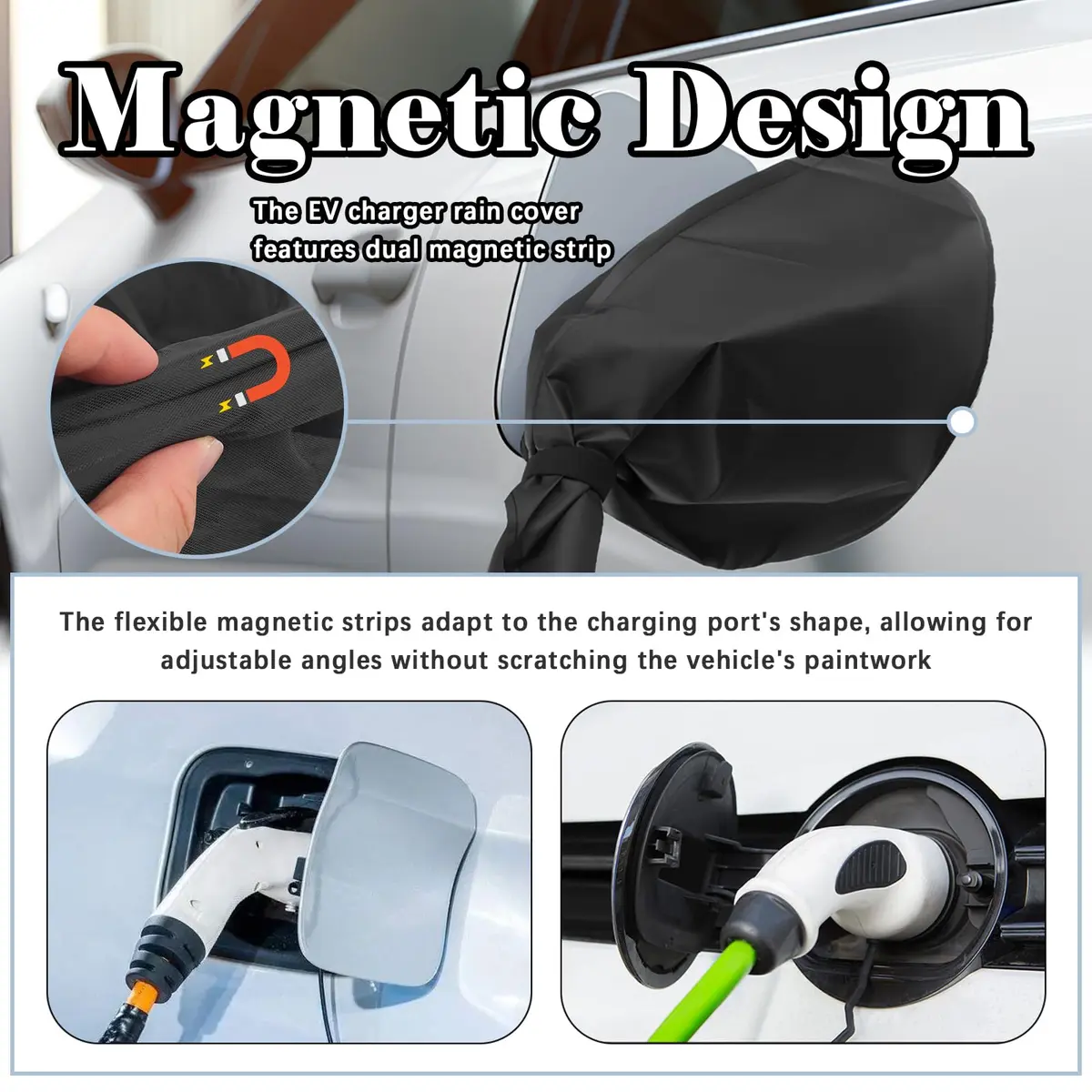 YGDMD Magnetic EV Charger Cover for Outdoor, Heavy-Duty Waterproof EV Charger Rain Cover for Iron-Bodied Electric Vehicles, Portable EVs Chargers Port Covers Automotive Exterior Accessories 53cm (20.47in) - view 4