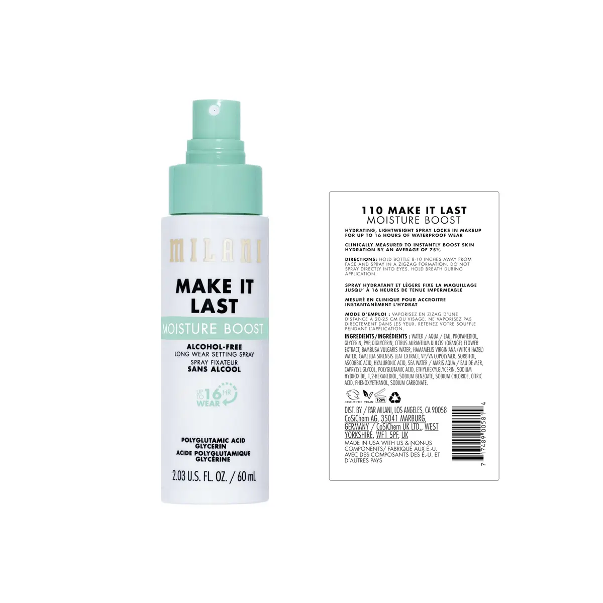 Milani Make It Last Moisture Boost Makeup Setting Spray - Alcohol Free | Hydrates & Locks Makeup for Sensitive Skin - view 2