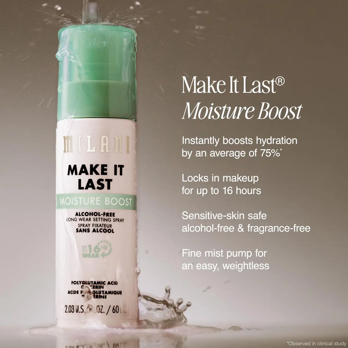 Milani Make It Last Moisture Boost Makeup Setting Spray - Alcohol Free | Hydrates & Locks Makeup for Sensitive Skin - view 3