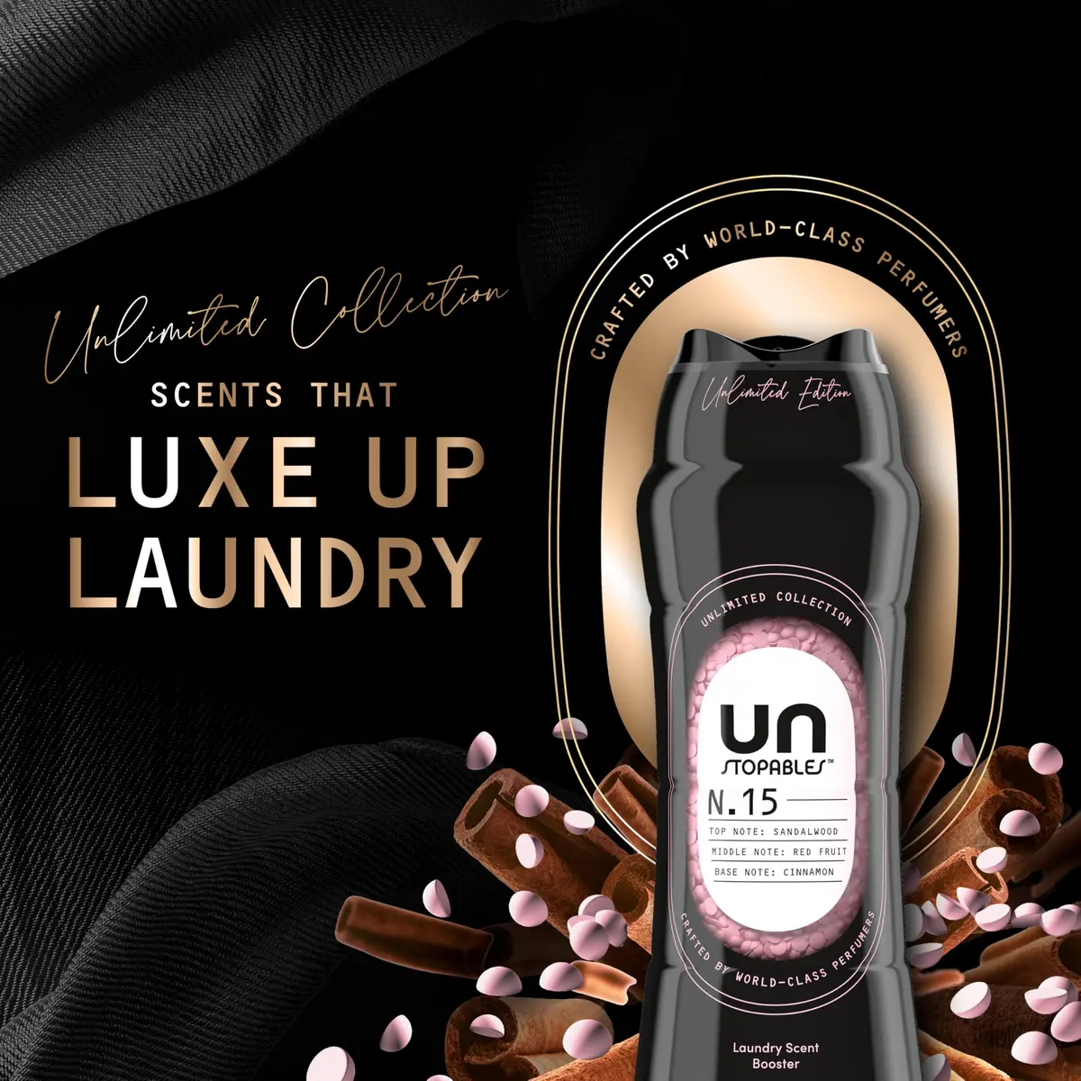 Downy Unstopables Unlimited Collection In-Wash Laundry Scent Booster Beads Fragrance No. 15, 600ml (21.1 oz) | Fine Fragrance, Long-Lasting Fresh Scent Beads - view 2