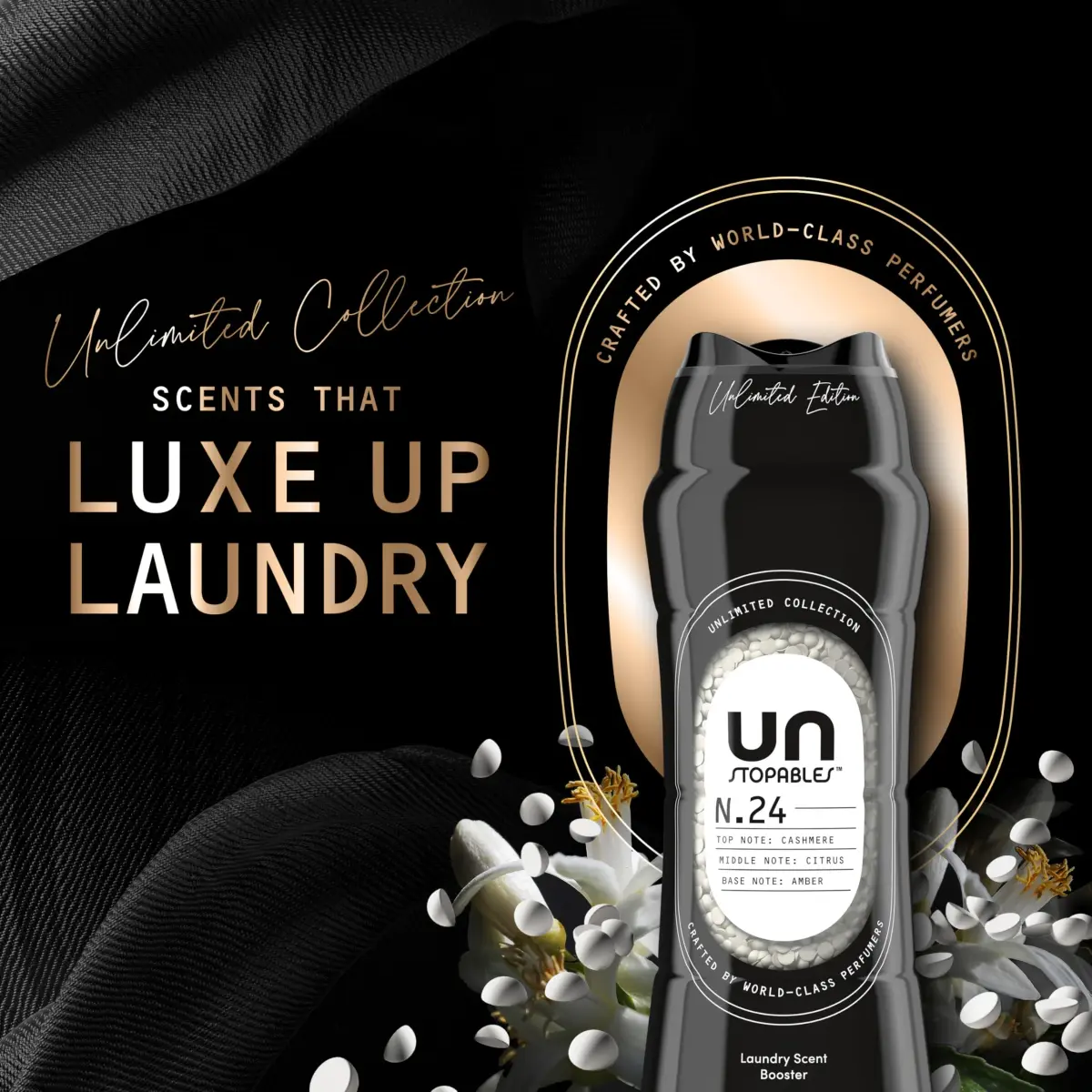 Downy Unstopables Unlimited Collection In-Wash Laundry Scent Booster Beads, Fragrance No. 24, 600g (21.1 oz) | Fine Fragrance - view 2
