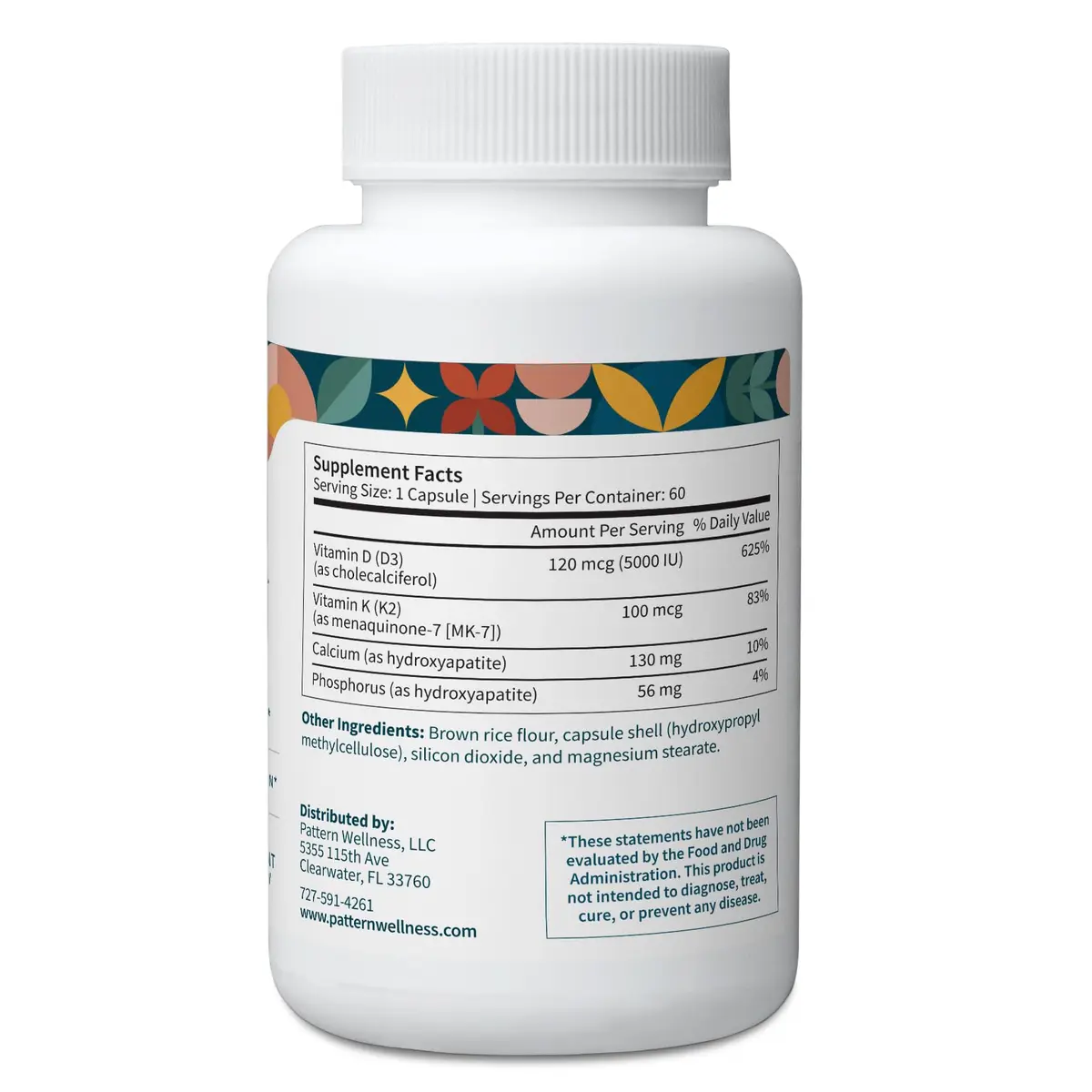 Pattern Wellness Vitamin K2 & D3 Supplement 180 Capsules | Supports Bone & Heart Health - view 3