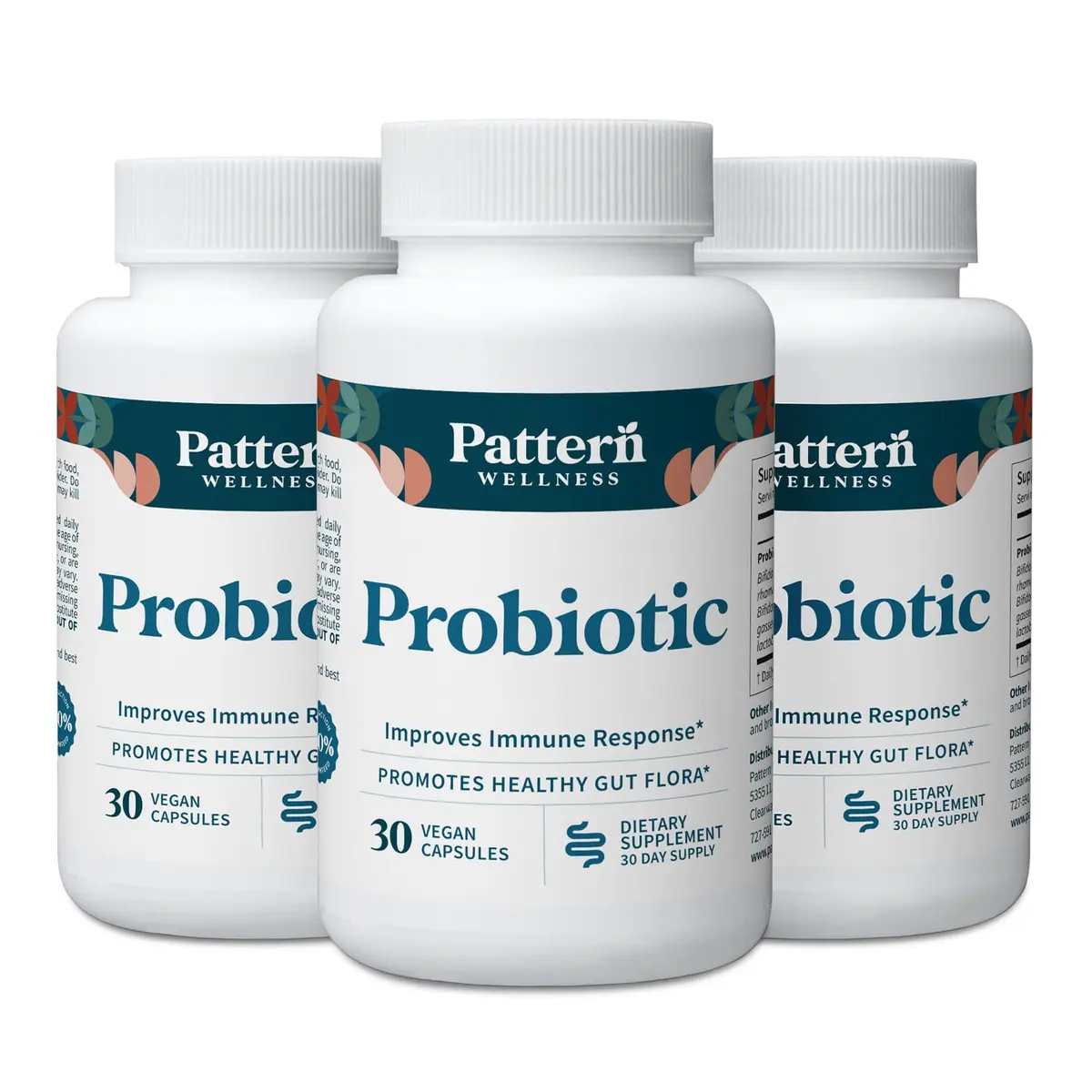 Pattern Wellness Probiotic Supplement 90 Vegan Capsules | Supports Gut & Immunity - main product image