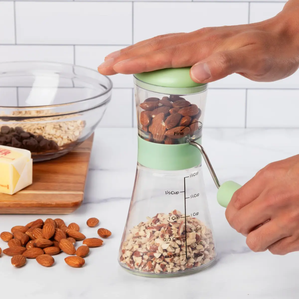 Prepworks by Progressive Nut Chopper with Non-Skid Base, Pistachio | Fine & Coarse Chop - view 3