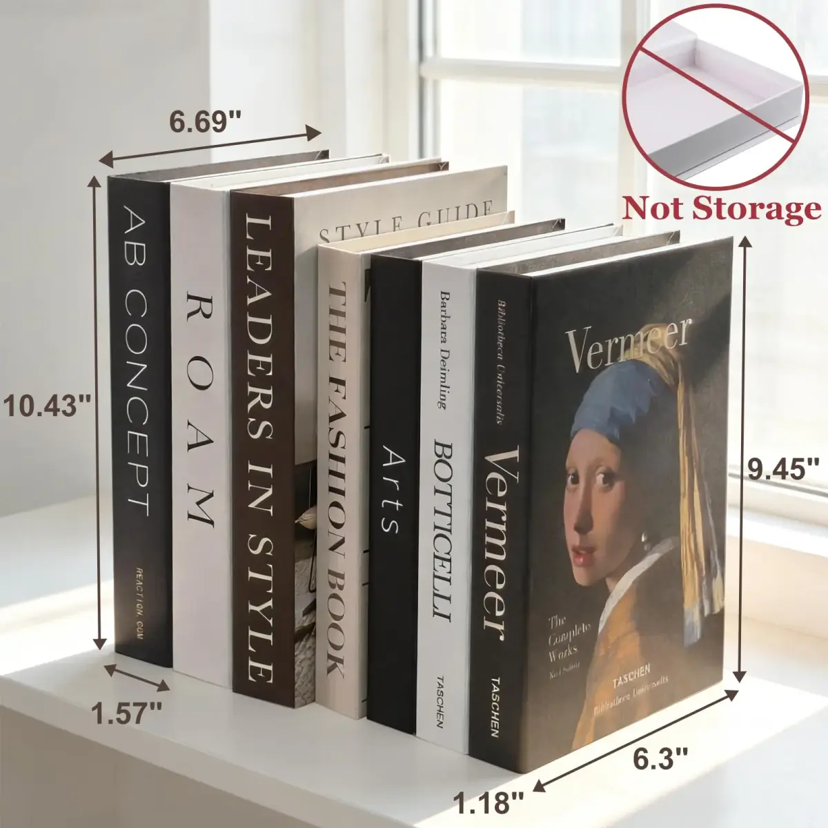 Gocelufe Decorative Books for Home Decor - 7 Pcs Faux Books Stack, 25cm (10 in) L x 38cm (15 in) H x 4cm (1.57 in) D | Designer Decor Set - view 2