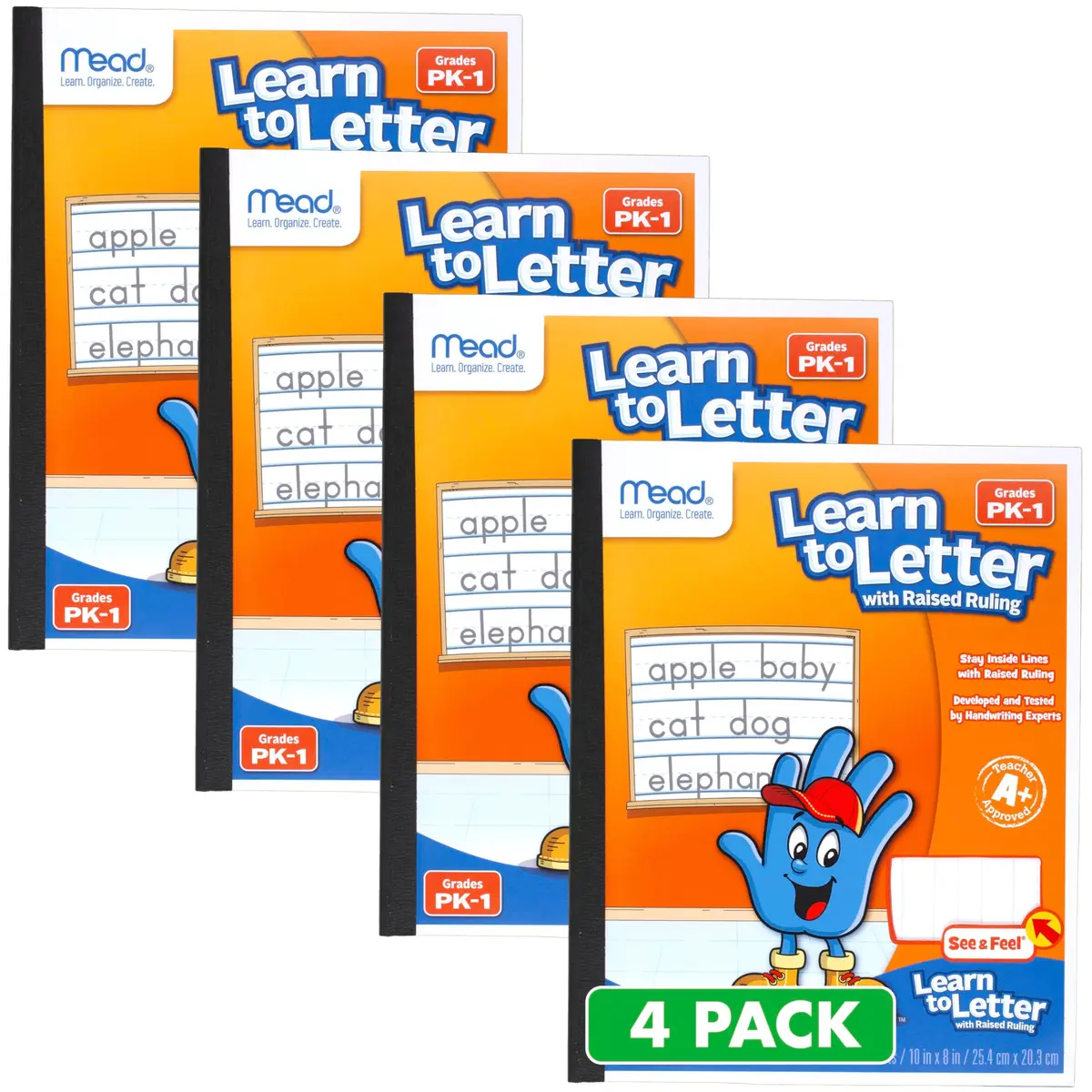 Mead Handwriting Practice Tablet for Grades PK-1 | Raised Solid & Dotted Ruling (10" x 8") - main product image