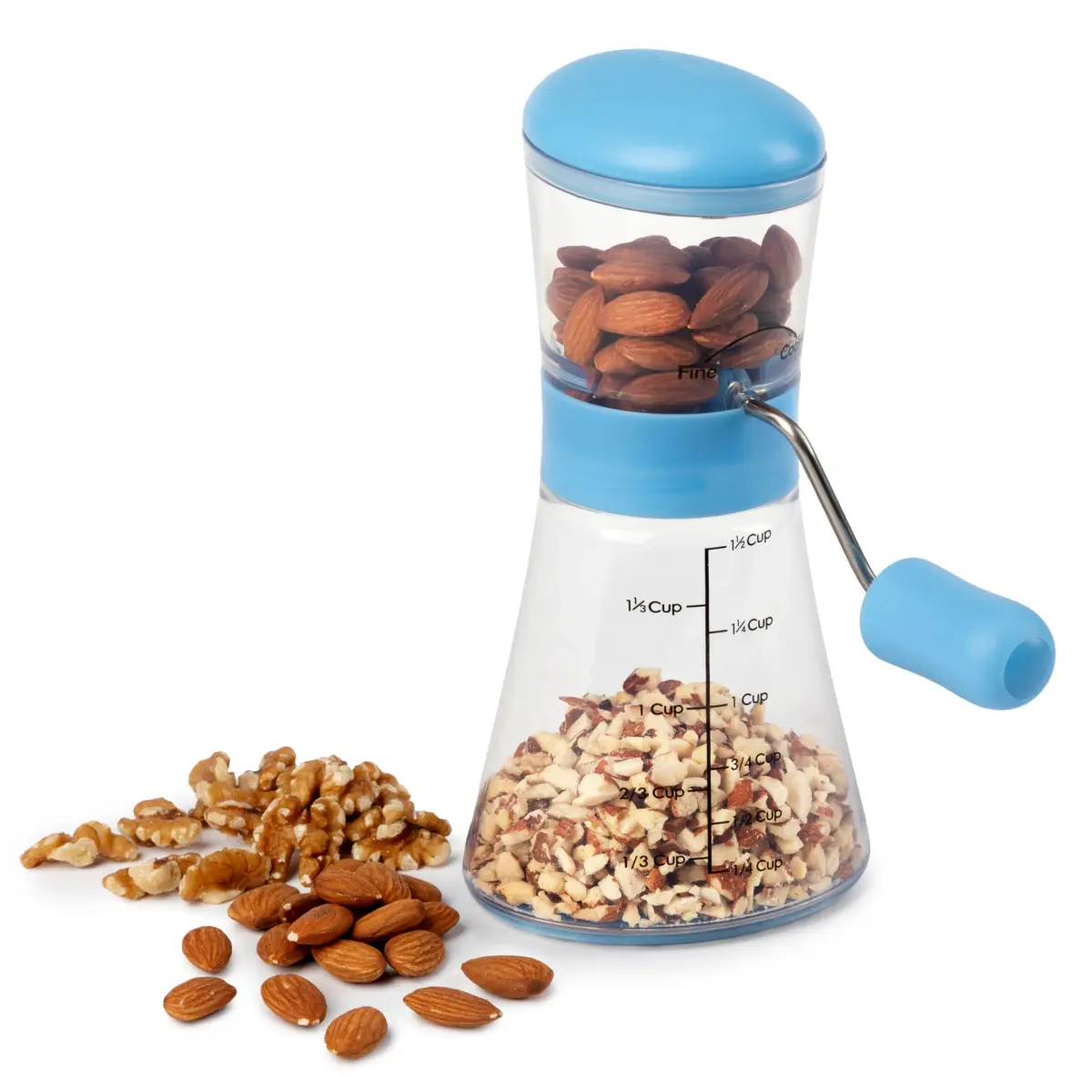 Prepworks by Progressive Nut Chopper with Non-Skid Base, Baby Blue | Fine & Coarse Chop - view 2