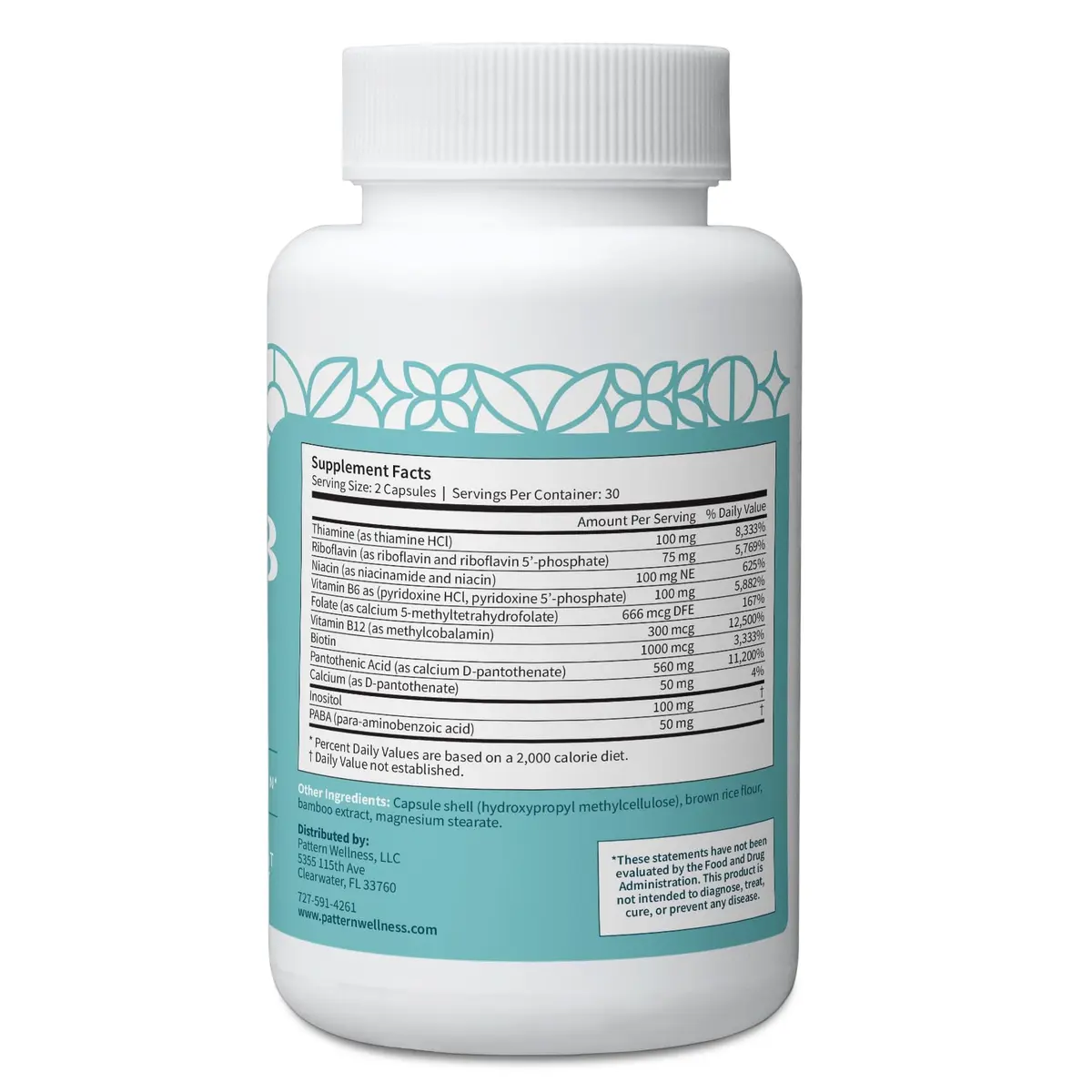 Pattern Wellness Vitamin B Complex Supplement – 180 Capsules | Supports Energy & Wellness - view 3