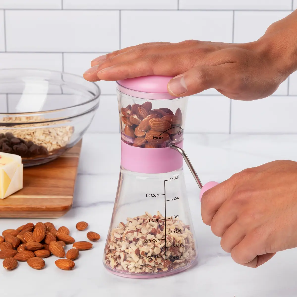 Prepworks by Progressive Nut Chopper with Non-Skid Base, Magenta | Fine & Coarse Chop - view 3