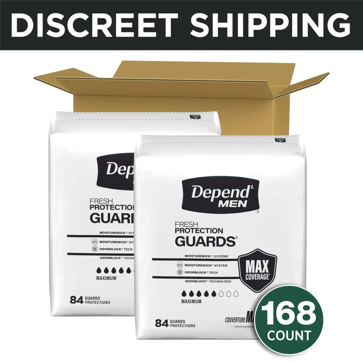 Depend Guards for Men Incontinence Pads Maximum Absorbency 168 Count | OdorBlock Technology & MoistureWick System - view 2