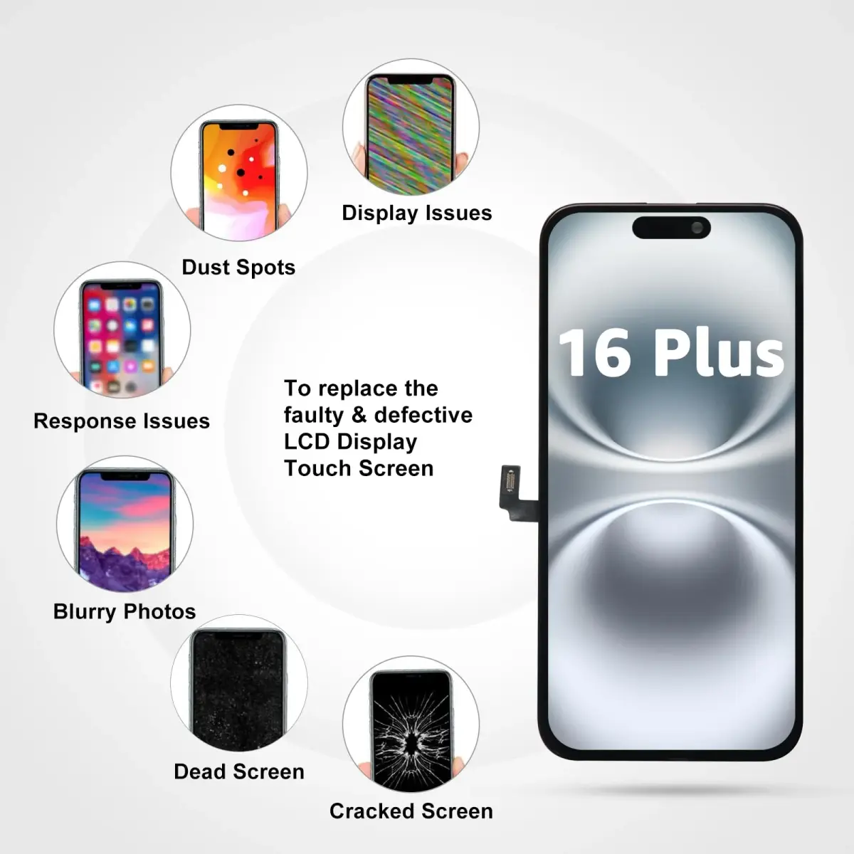LL TRADER iPhone 16 Plus Screen Replacement 6.7" FHD LCD Touch Panel with Repair Kit - view 3