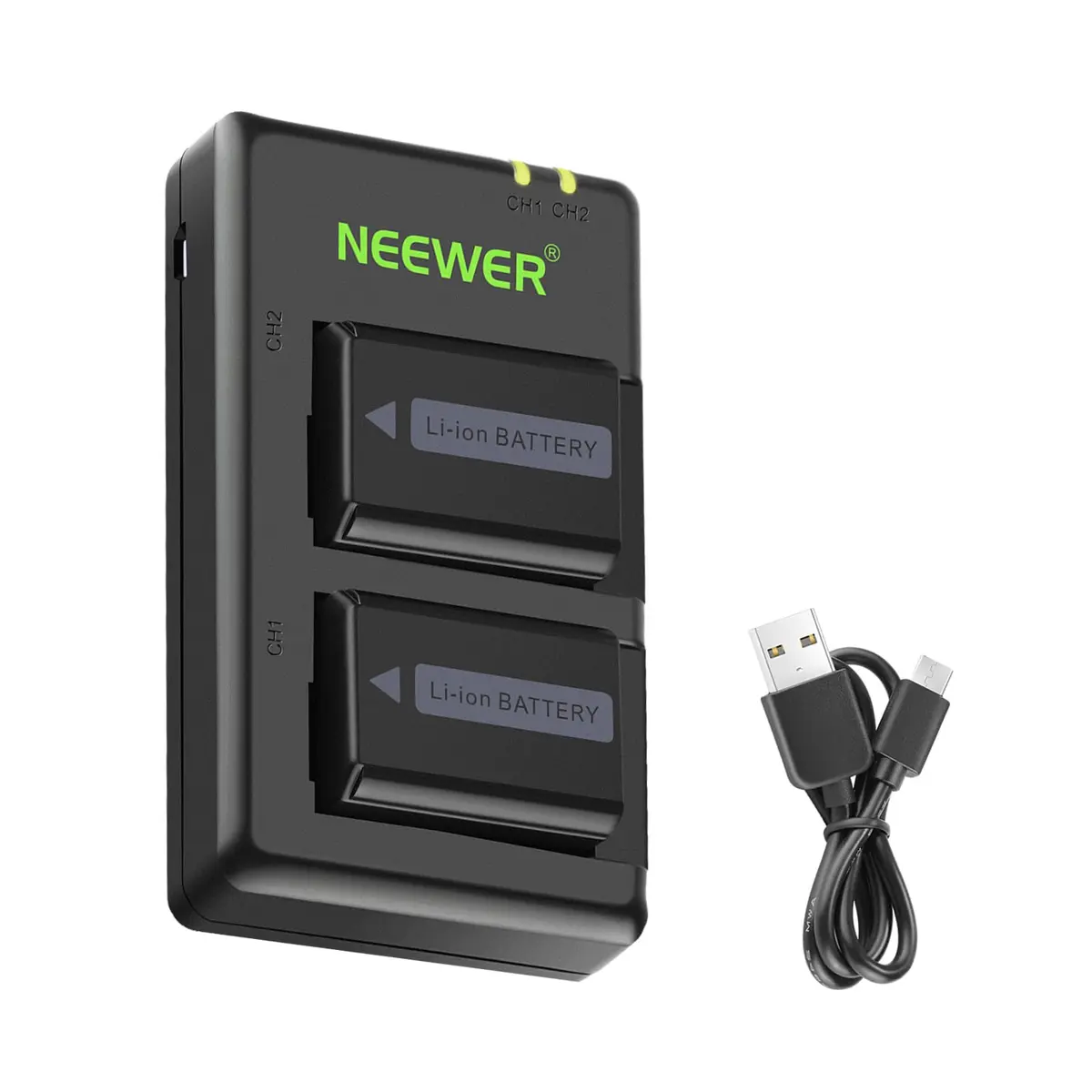 Neewer NP-FW50 Replacement Battery and Dual USB Charger 2-Pack | Charges 2 Batteries Simultaneously - main product image
