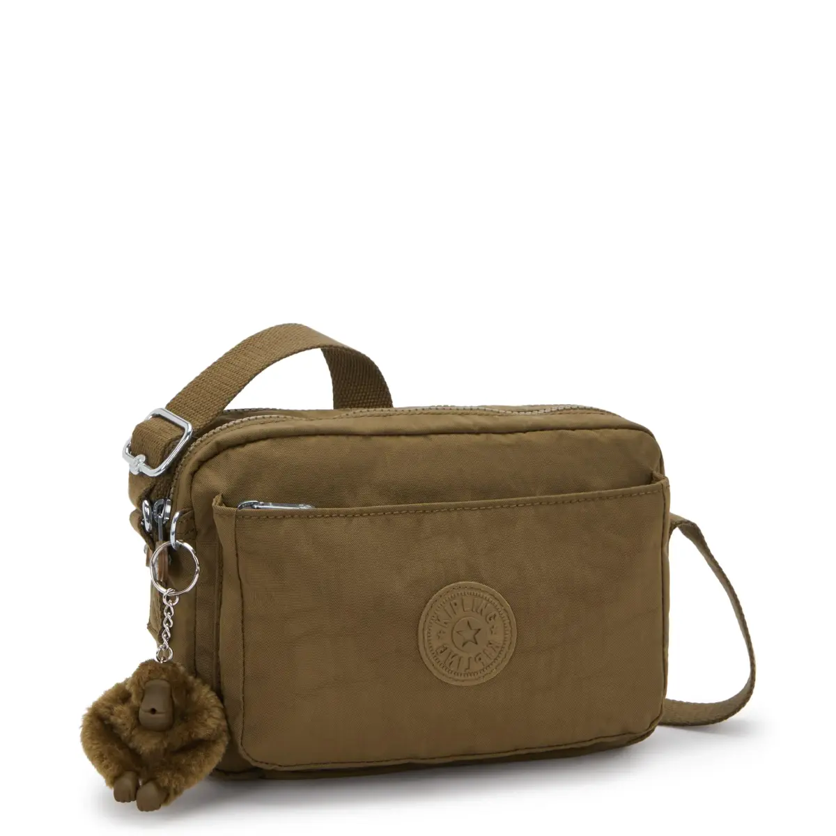 Kipling Abanu Crossbody Bag Smooth Khaki 4L (135 cu in) | Lightweight Water-Resistant Nylon Multi-Compartment Bag - view 4