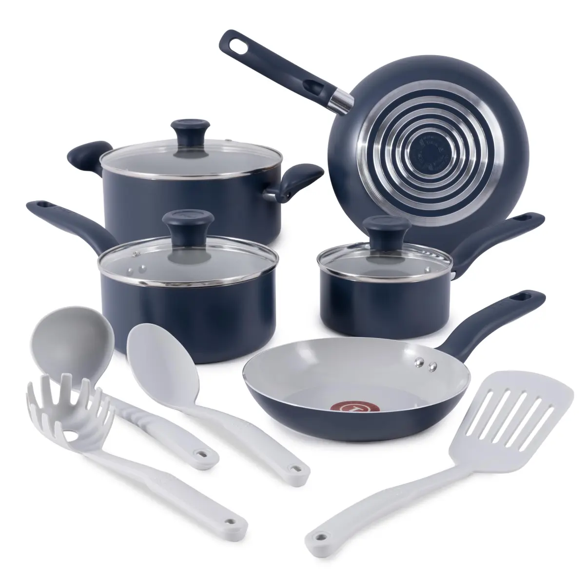 T-Fal Ceramic Nonstick Cookware Set | Oven Safe Up to 350°F, 12-Piece, Includes Pots, Pans & Utensils - main product image