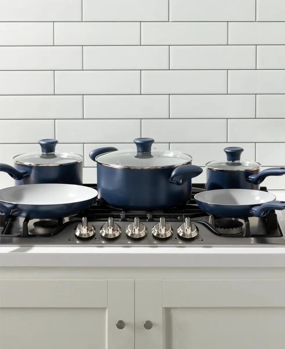 T-Fal Ceramic Nonstick Cookware Set | Oven Safe Up to 350°F, 12-Piece, Includes Pots, Pans & Utensils - view 4