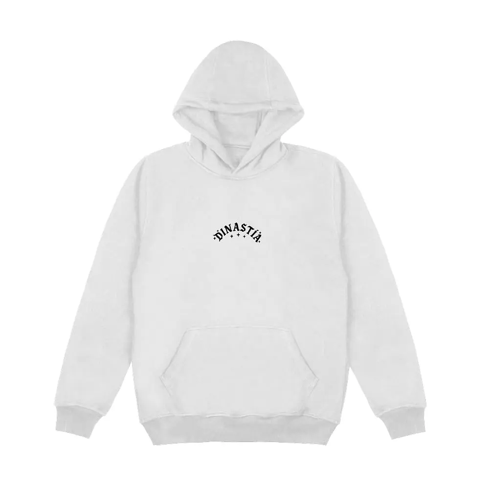 Peso Pluma Dinastía Logo Hoodie Large | 100% Cotton Fleece, Boxy Fit, White - view 2