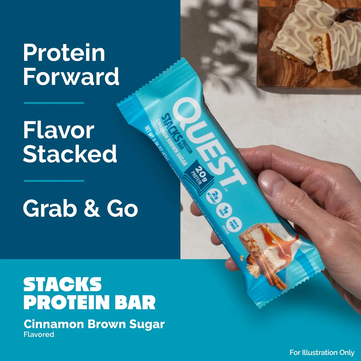 Quest Nutrition Stacks Protein Bars Cinnamon Brown Sugar 67g (2.36oz) 12 Count | 20g Protein, 12g Fiber, 1g Sugar, Gluten-Free, Kosher - view 4