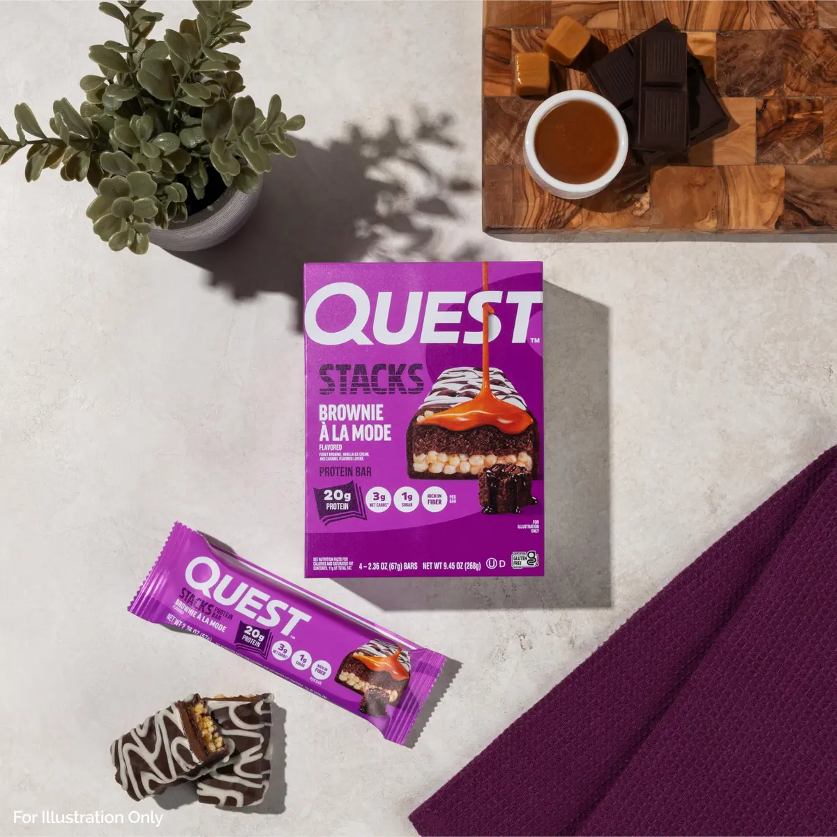 Quest Nutrition Stacks Protein Bars Brownie a la Mode 12 Count (Pack of 1) | 20g Protein Snack Bar with 3g Net Carbs - view 5