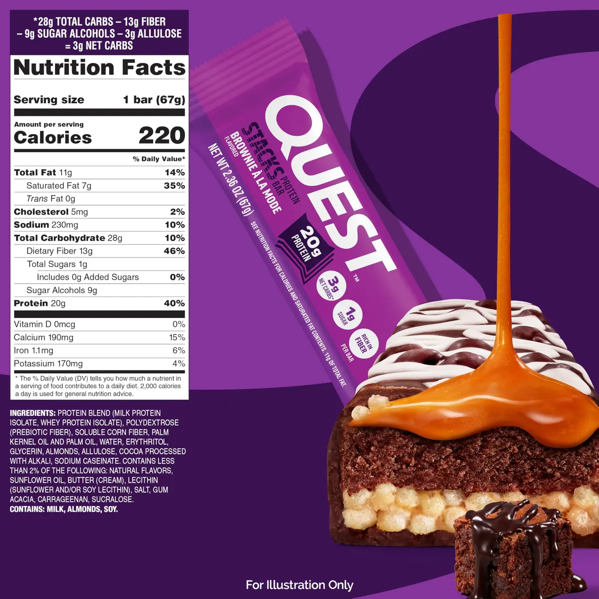 Quest Nutrition Stacks Protein Bars Brownie a la Mode 12 Count (Pack of 1) | 20g Protein Snack Bar with 3g Net Carbs - view 6