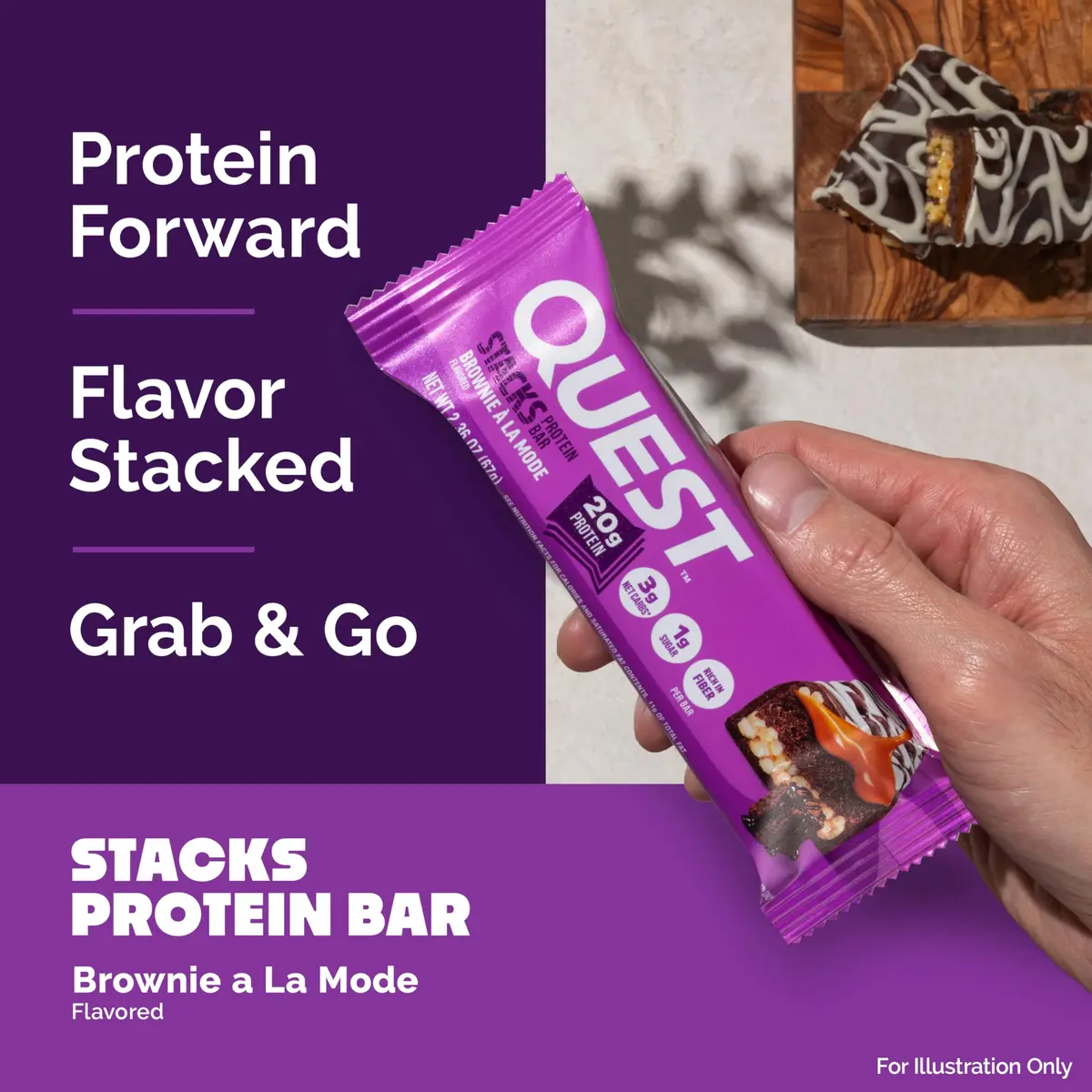 Quest Nutrition Stacks Protein Bars Brownie a la Mode 12 Count (Pack of 1) | 20g Protein Snack Bar with 3g Net Carbs - view 4