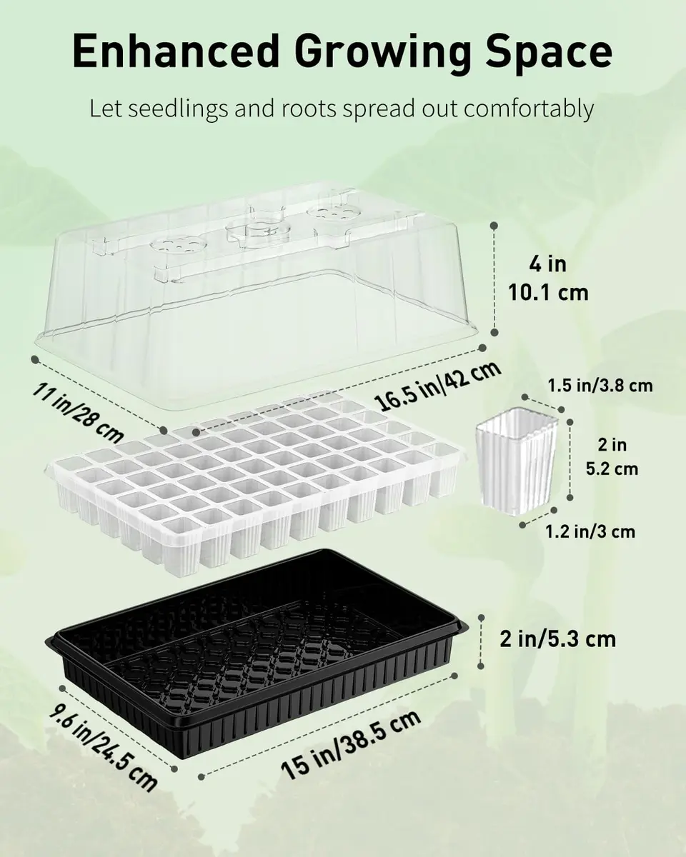 Pawfly 2 Pack Seed Starter Kit, 120 Cells | Indoor Germination Trays with Grow Light & Humidity Domes - view 6