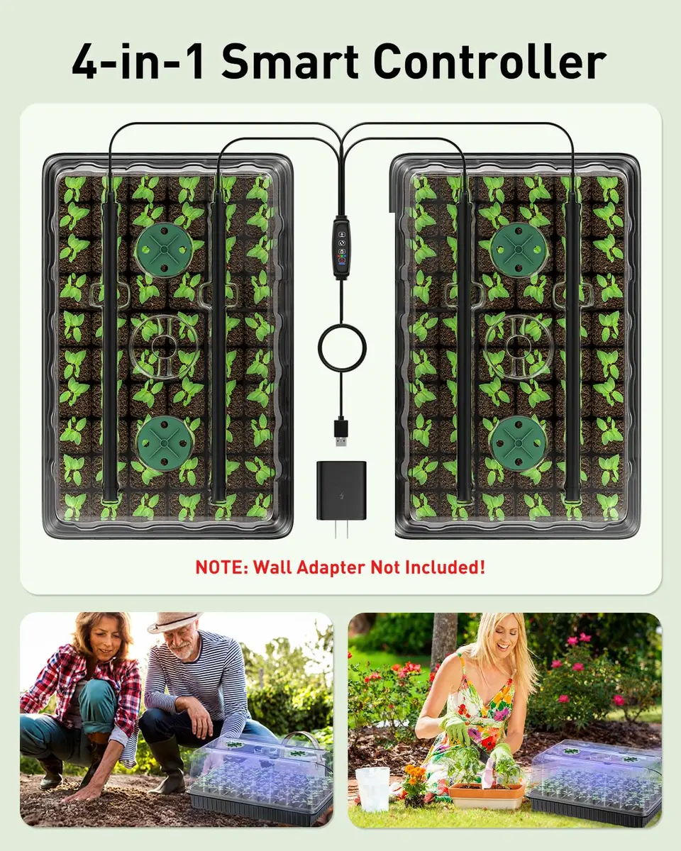Pawfly 2 Pack Seed Starter Kit, 120 Cells | Indoor Germination Trays with Grow Light & Humidity Domes - view 7