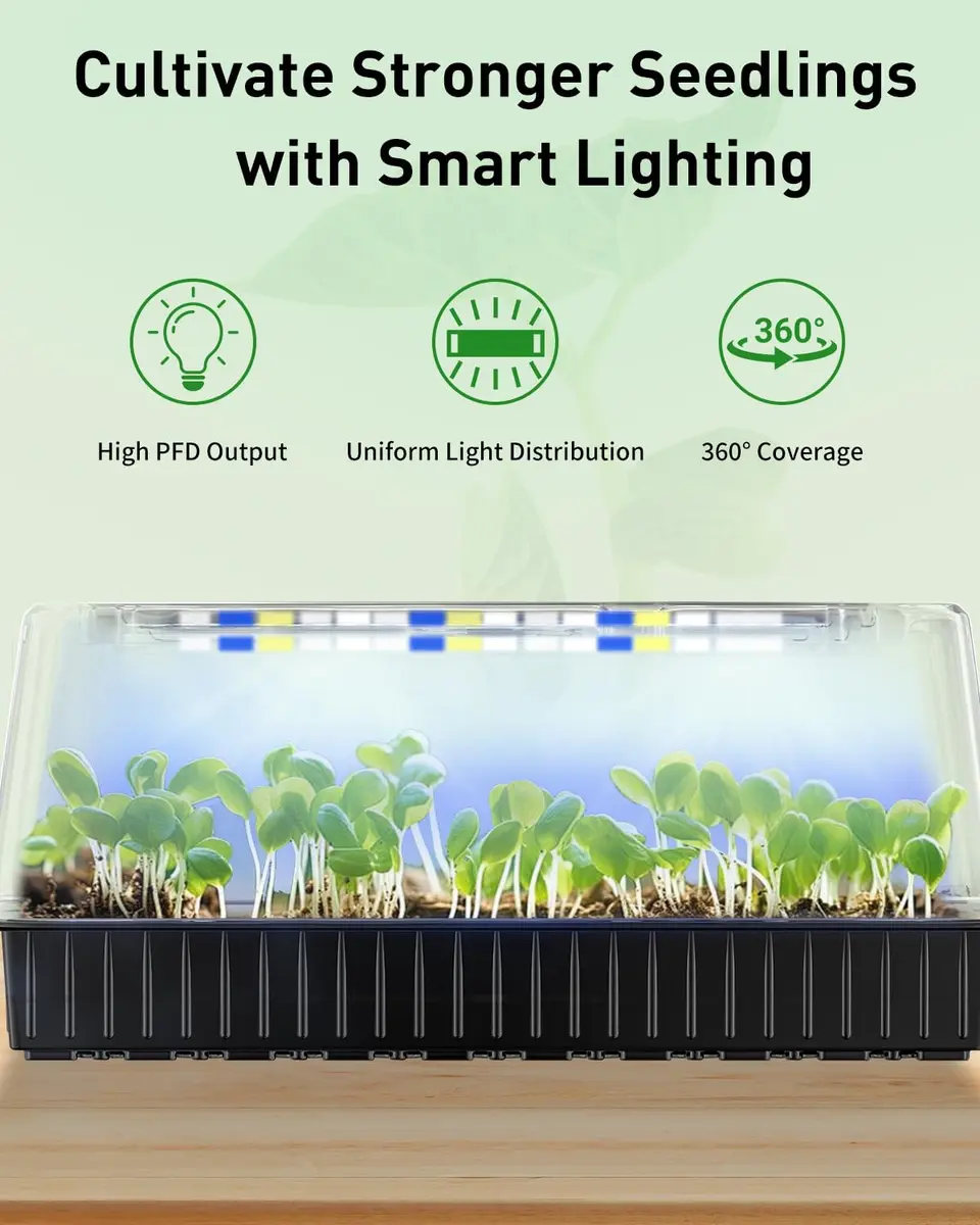 Pawfly 2 Pack Seed Starter Kit, 120 Cells | Indoor Germination Trays with Grow Light & Humidity Domes - view 8