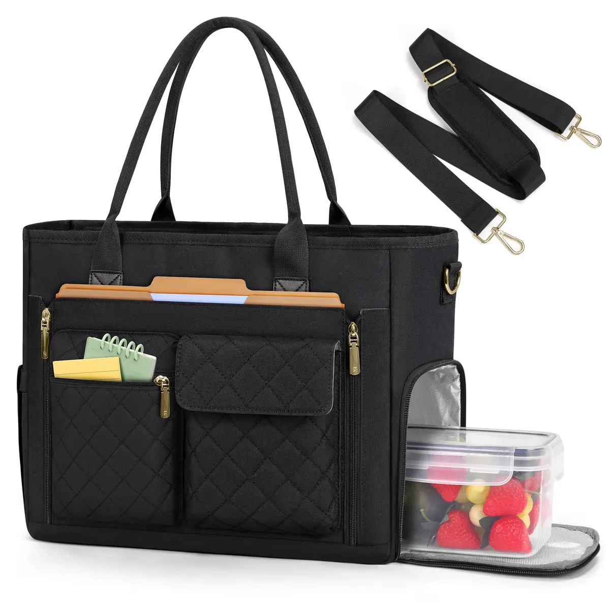RAINSMORE Teacher Tote Bag with Laptop & Lunch Compartment | 17.3 inch Water-Resistant Work Bag for Women - main product image