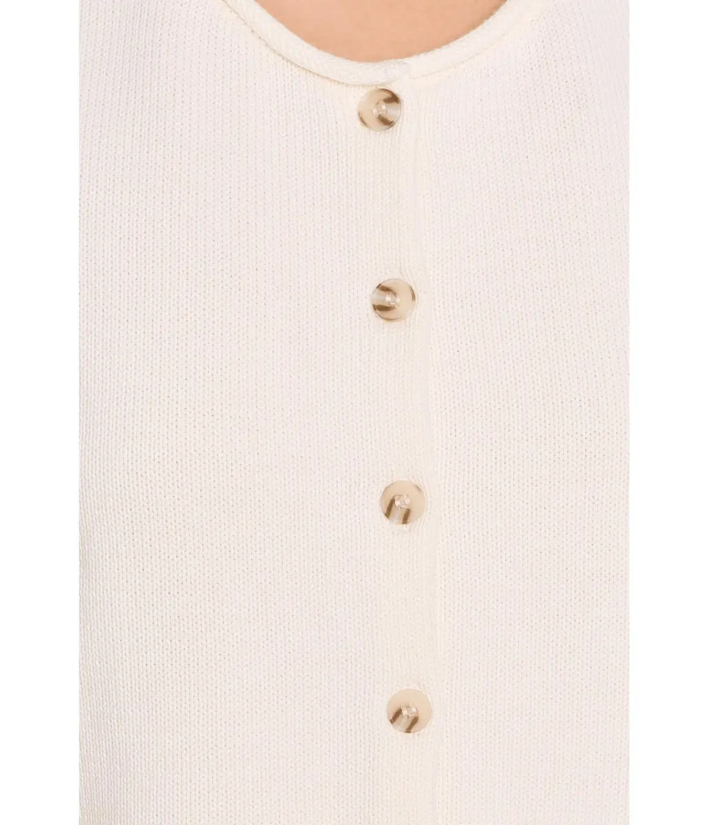 525 America Womens Marianna Rolled Edge Button Front Vest Chalk XL | Modern Minimalist Sleeveless Cotton - view 5