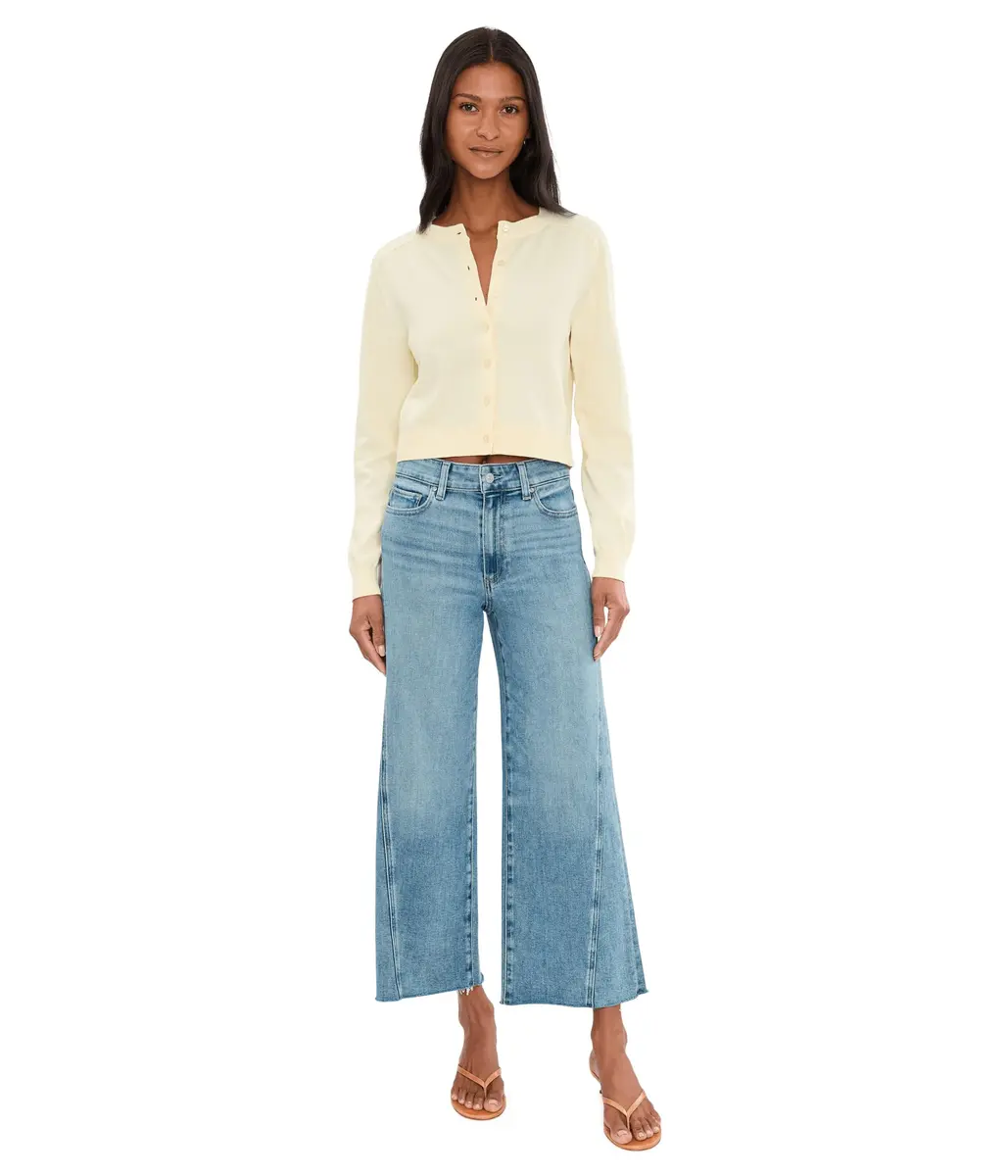 525 America Womens Cleo Saddle Shoulder Cardigan Lemon Icing | Regular Fit, Crew Neck, 97% Cotton, 3% Nylon, One Size - view 2