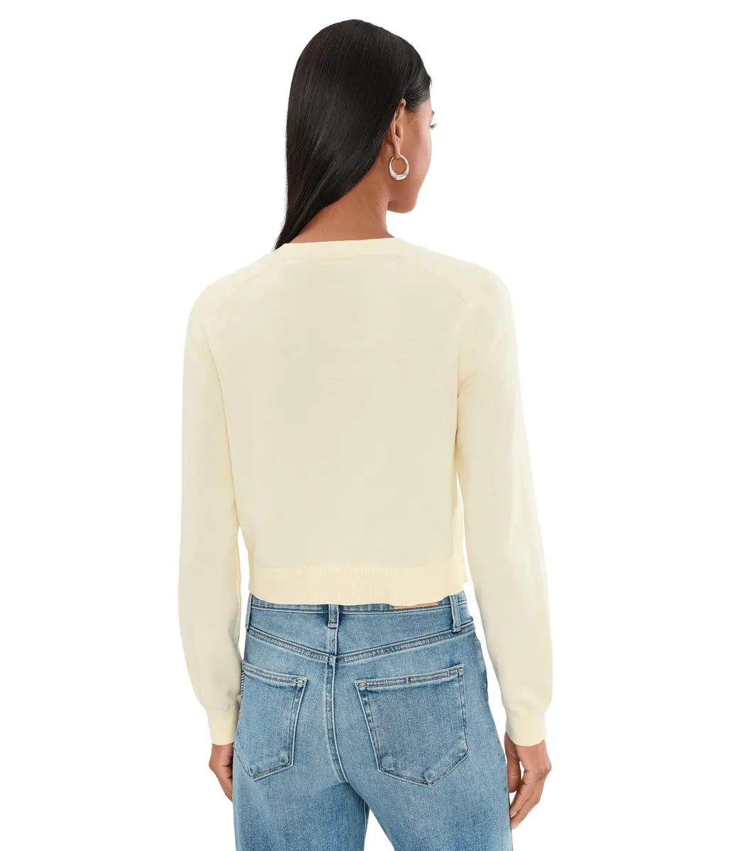 525 America Womens Cleo Saddle Shoulder Cardigan Lemon Icing | Regular Fit, Crew Neck, 97% Cotton, 3% Nylon, One Size - view 4