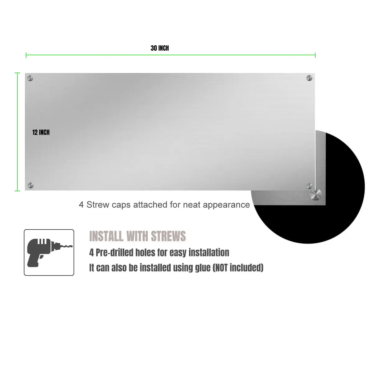 TUTU Stainless Steel Stove Backsplash 24" x 30" Black | Easy Clean Wall Shield - view 4