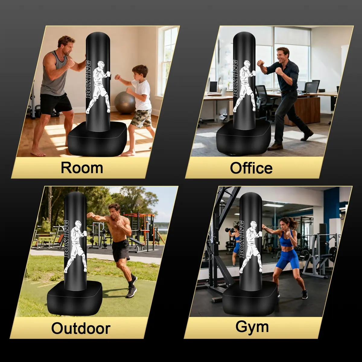 Vobab Freestanding Punching Bag with Stand for Adults Teens, 70 inch (178 cm) Heavy Boxing Bag | Stable Base for Home Training - view 7
