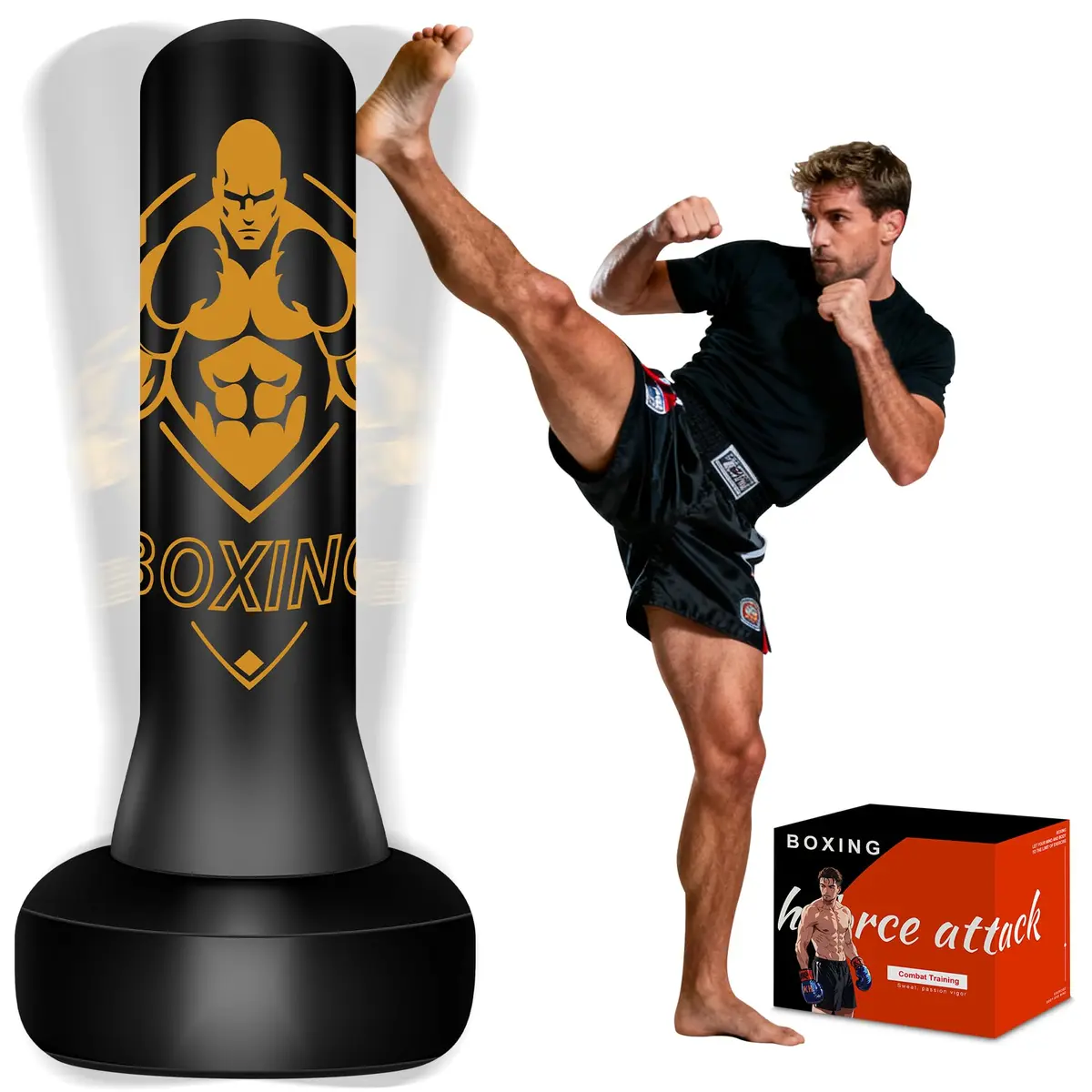 Vobab Freestanding Punching Bag for Adults, 70 inch (177.8 cm) Inflatable Boxing Bag with Stand | Heavy Duty Training Equipment - main product image