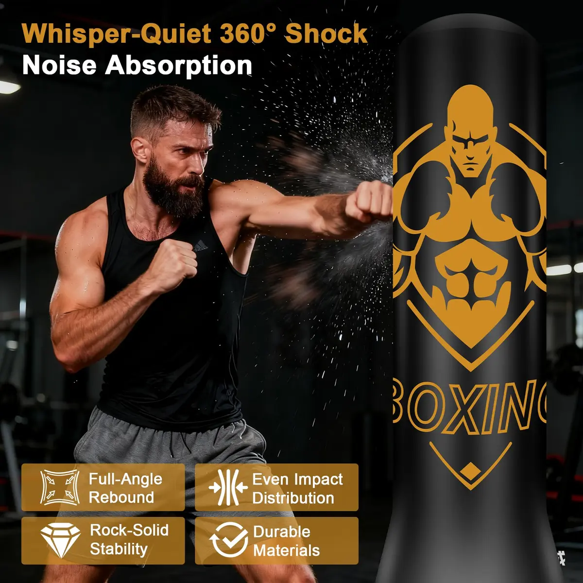 Vobab Freestanding Punching Bag for Adults, 70 inch (177.8 cm) Inflatable Boxing Bag with Stand | Heavy Duty Training Equipment - view 2