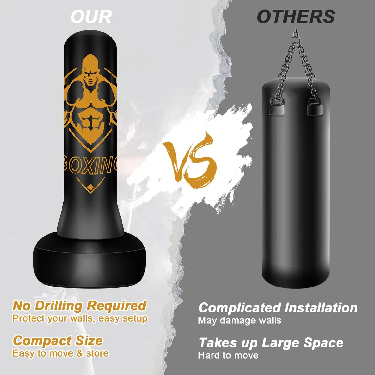 Vobab Freestanding Punching Bag for Adults, 70 inch (177.8 cm) Inflatable Boxing Bag with Stand | Heavy Duty Training Equipment - view 4