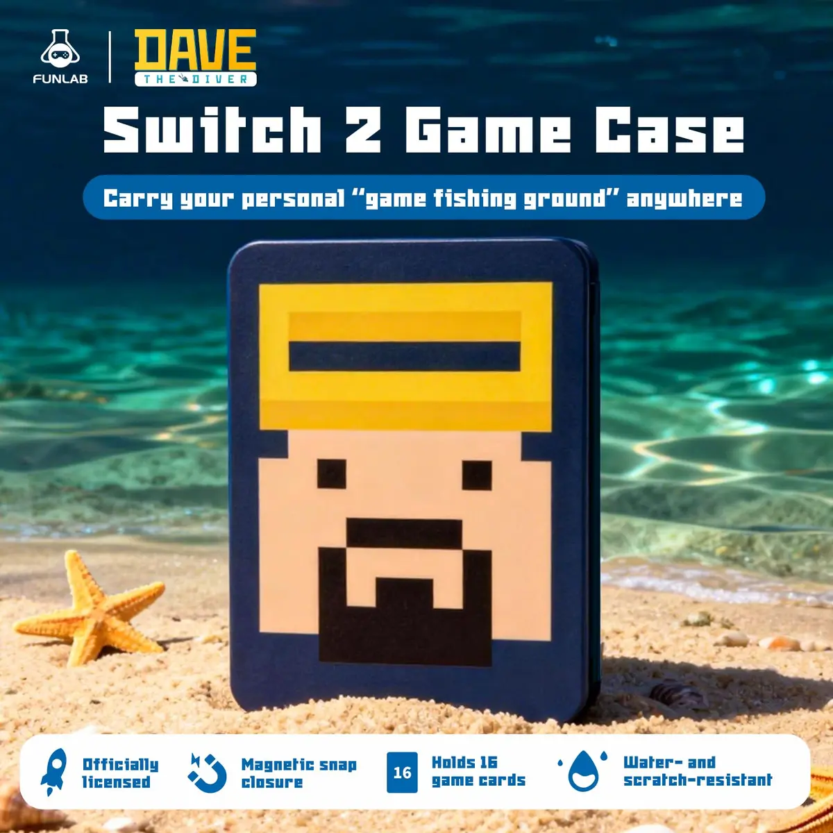 FUNLAB Blue Switch 2 Game Case Holder with 16 Slots | Protects Games & Micro SD Cards - view 2