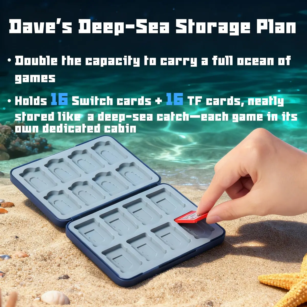 FUNLAB Blue Switch 2 Game Case Holder with 16 Slots | Protects Games & Micro SD Cards - view 4