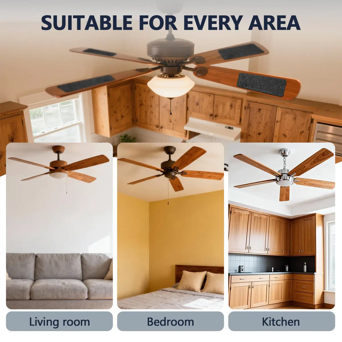 WAWINY 15Pcs Ceiling Fan Filters for Blades | Coconut Shell Activated Carbon Air Purifier Pads - view 6