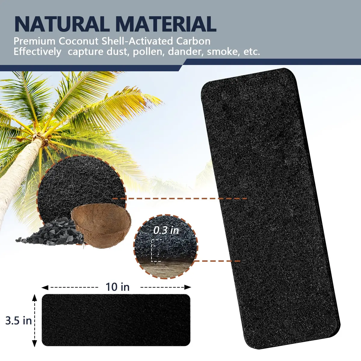 WAWINY 15Pcs Ceiling Fan Filters for Blades | Coconut Shell Activated Carbon Air Purifier Pads - view 3