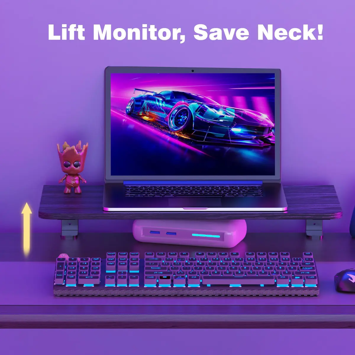 ART-GIFTREE 22-inch Clamp-On Desk Shelf Extender 56cm (22in) | Heavy Duty Monitor Stand with Arm Support - view 3
