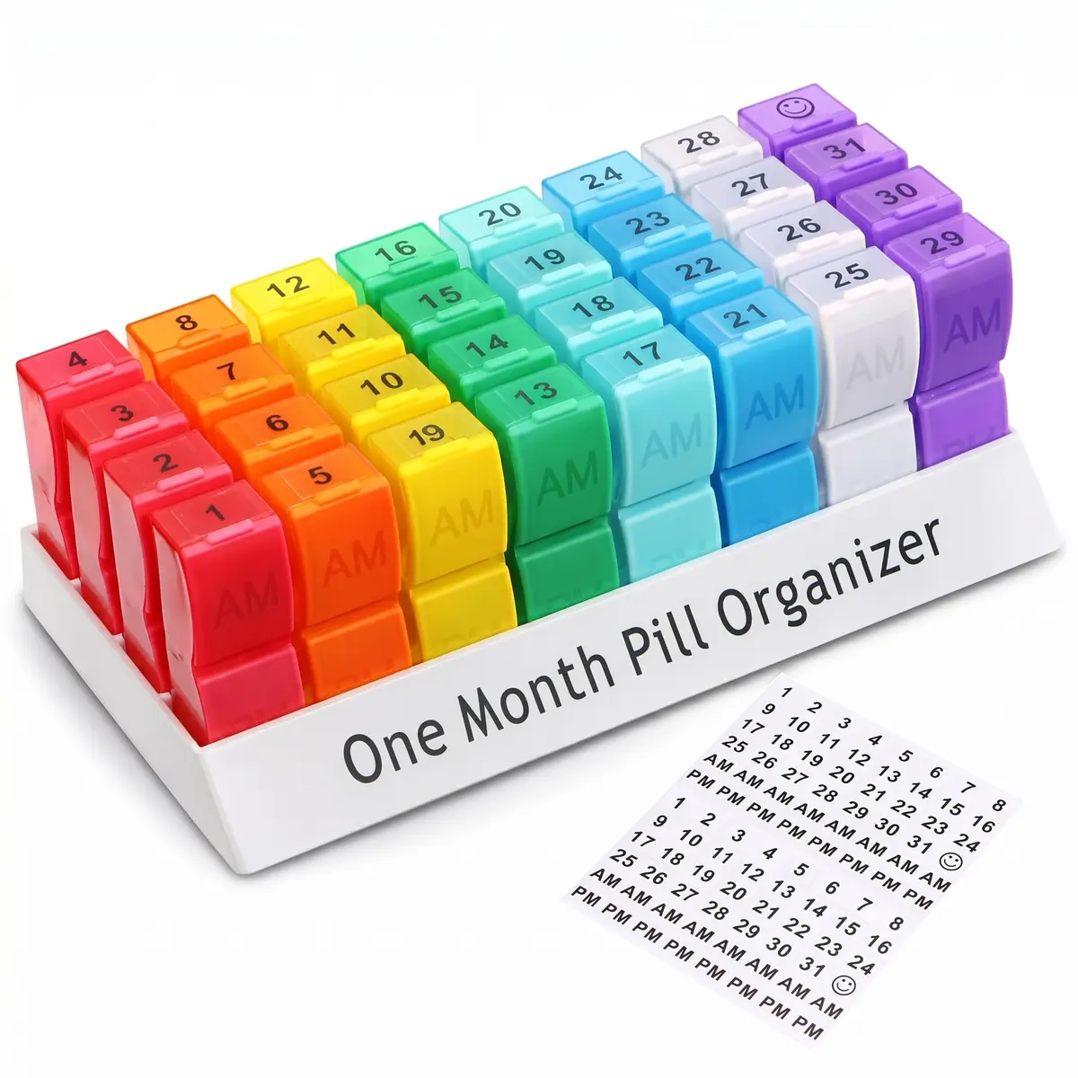 CAidRE Monthly Pill Organizer AM PM, 31 Day Travel Pill Box with Detachable Pods | FDA Approved Personal Pill Dispenser - main product image