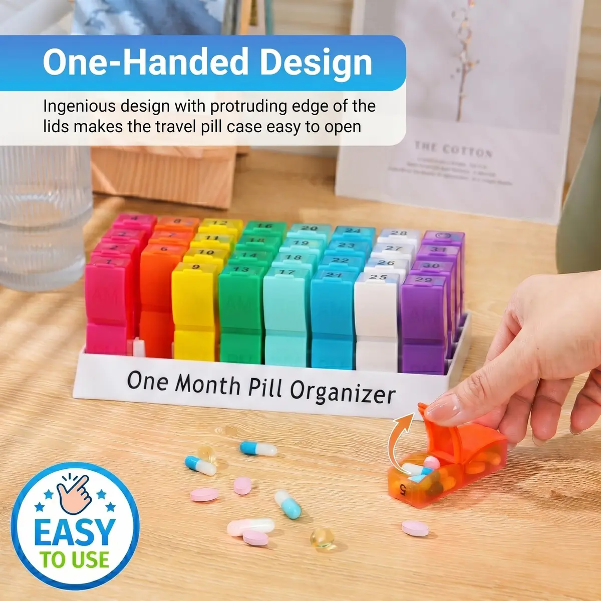 CAidRE Monthly Pill Organizer AM PM, 31 Day Travel Pill Box with Detachable Pods | FDA Approved Personal Pill Dispenser - view 6