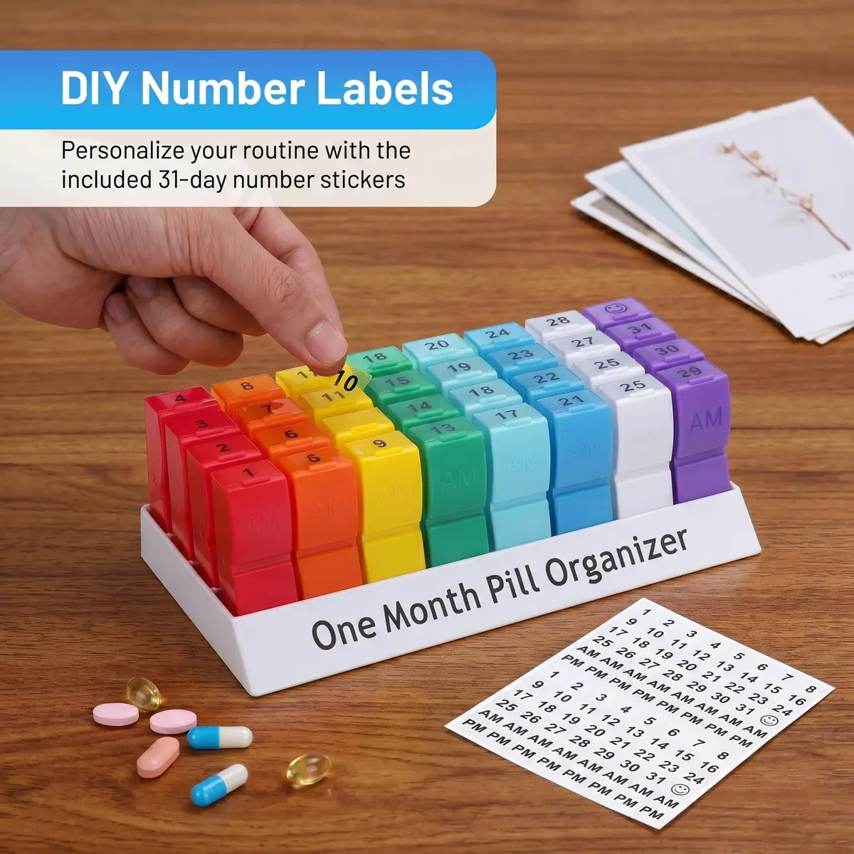 CAidRE Monthly Pill Organizer AM PM, 31 Day Travel Pill Box with Detachable Pods | FDA Approved Personal Pill Dispenser - view 4