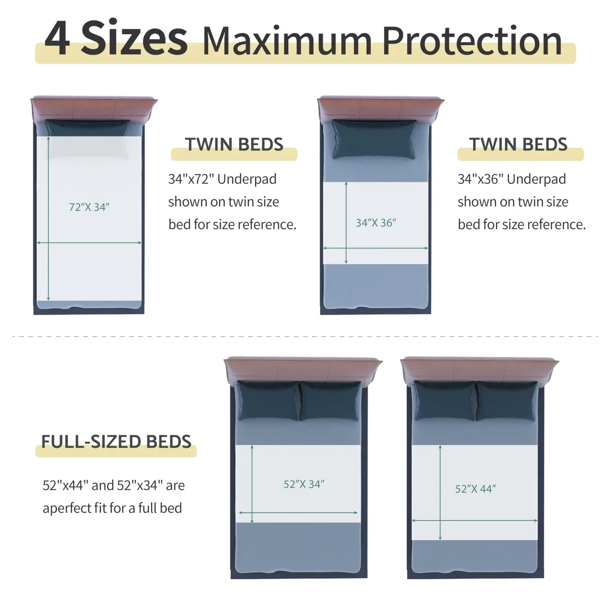 CoolShields Reusable Waterproof Bed Pads 44x52 | Washable Incontinence Protector for Elder & Pets - view 4