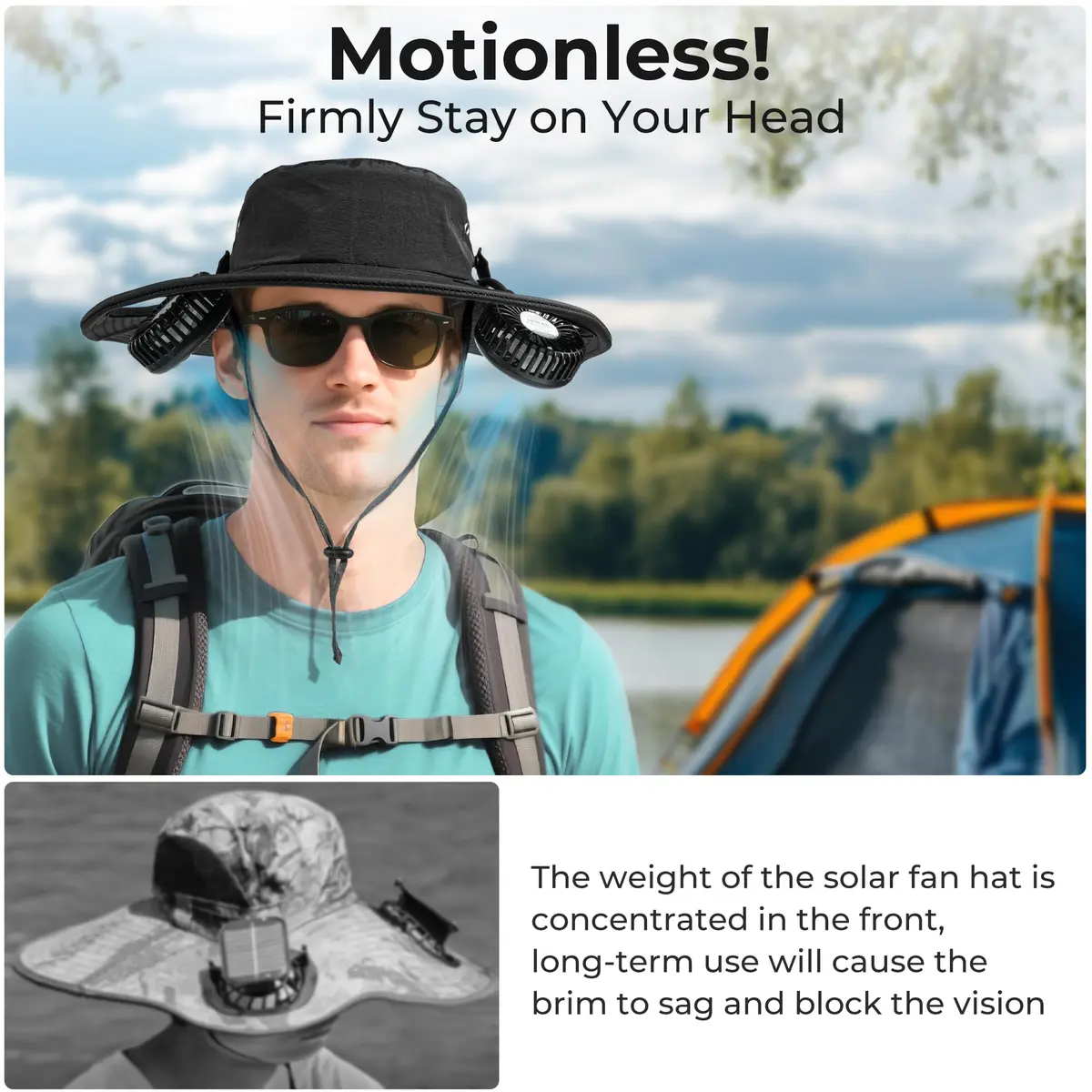 COMLIFE Cooling Sun Hat with Fan Rechargeable UPF 50+ | 16H Neck Fan for Camping & Beach - view 5